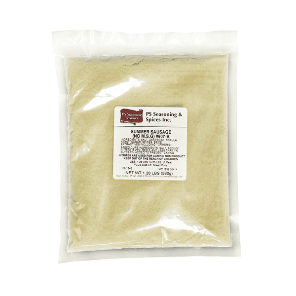 Packaged Summer Sausage Seasoning with ingredients list included.