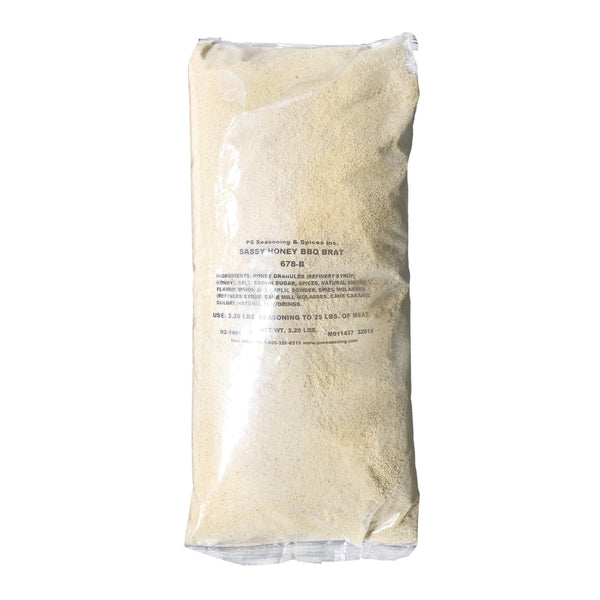 Packaged Sassy Honey BBQ Bratwurst Seasoning ready to be shipped and delivered.