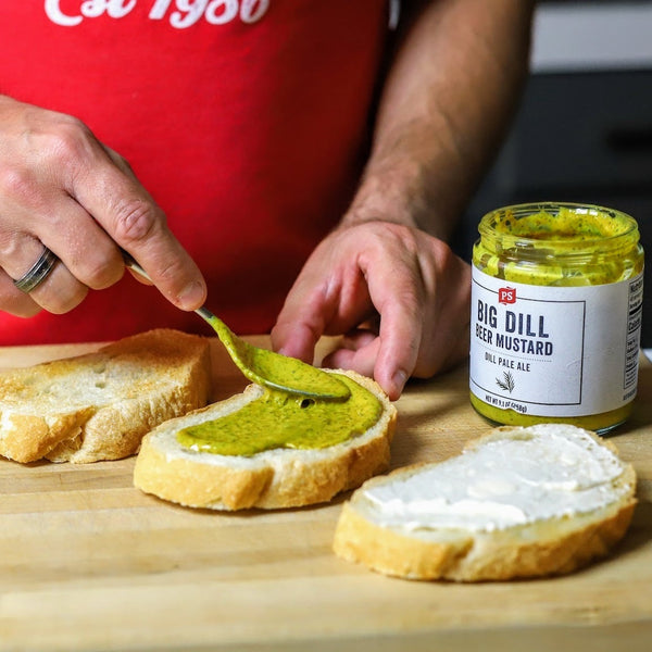 Using Big Dill Mustard as a spread on bread