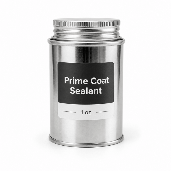 A 1 oz metal tin of Prime Coat Sealant with a black label, shown on a clean white background.