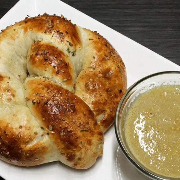 Brewpub Pretzel Bread with Spicy Beer Mustard Dipping Sauce