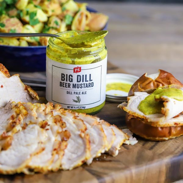 Pickle Brined Pork Loin made with Big Dill Pale Ale Mustard,