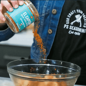 El capitan seasoning sprinkled on taco meat - PS Seasonings