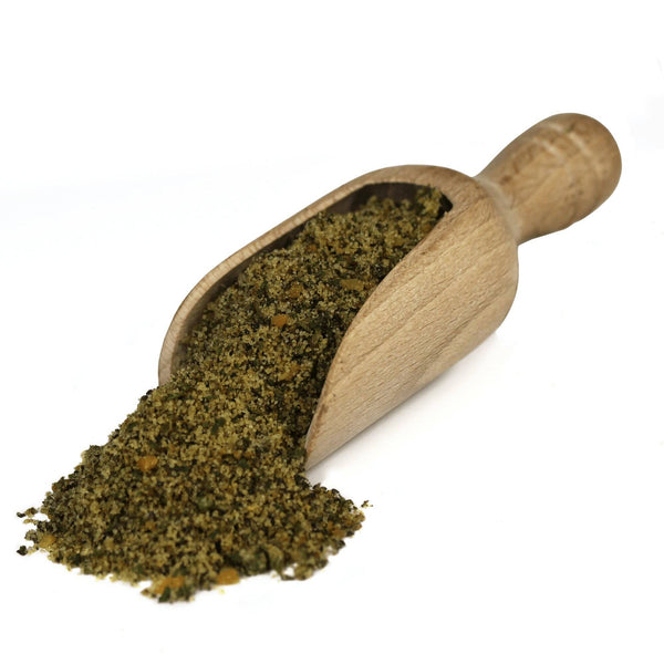 Scoop of Garlic Parmesan Snack Stick Sausage Seasoning