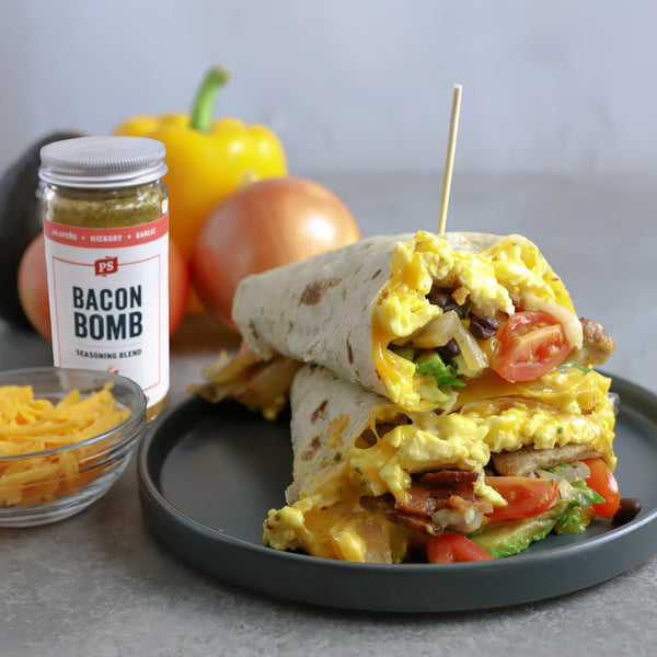 Bacon Bomb - Jalapeno Popper Seasoning with egg burrito