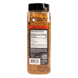 Spice container with label on a white background