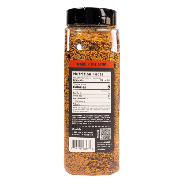 Spice container with label on a white background