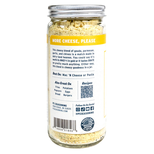 Jar of seasoning with a label on a white background