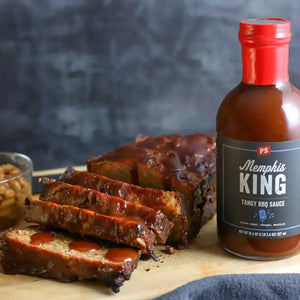 Memphis BBQ Meatloaf next to a bottle of Memphis King