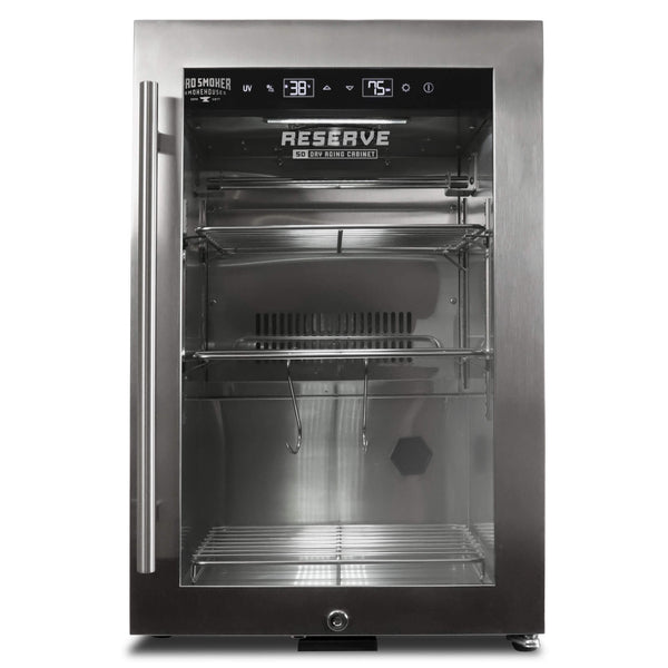 PS Seasoning Reserve 50 home dry aging cabinet — 25 lb capacity stainless steel cabinet with always-visible digital display for dry-aged steak, charcuterie, and primal cuts