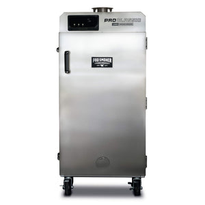 PS Seasoning Pro Smoker Classic 100 commercial-grade electric vertical smoker with 100 lb capacity, 304 stainless steel build, and Wi-Fi/Bluetooth digital controls