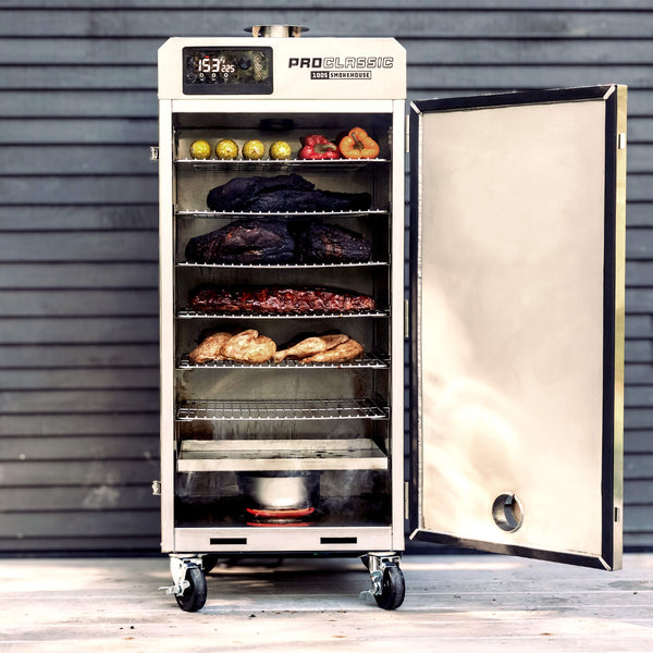 Load the Pro Smoker Classic 100 S vertical smoker with wood chips or sawdust for a pro-level smoke - PS Seasoning