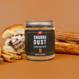 PS Seasoning Churro Dust rub in glass jar
