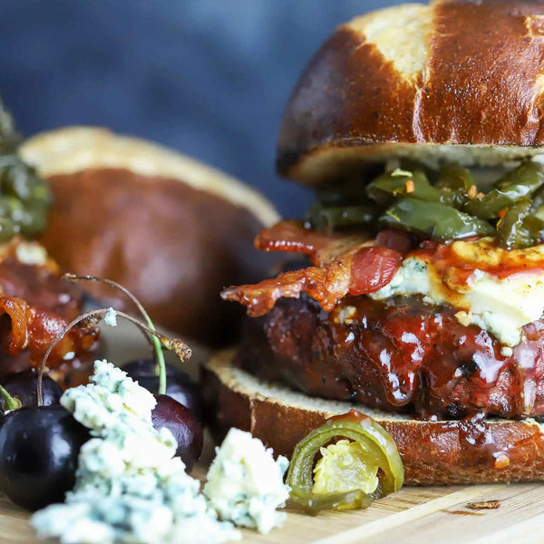 Cherry Bomb - Cherry Chipotle BBQ Sauce on a burger