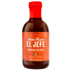 PS Seasoning El Jefe Adobo BBQ Taco Sauce — chipotle honey hickory taco sauce for tacos, burritos, and grilled chicken