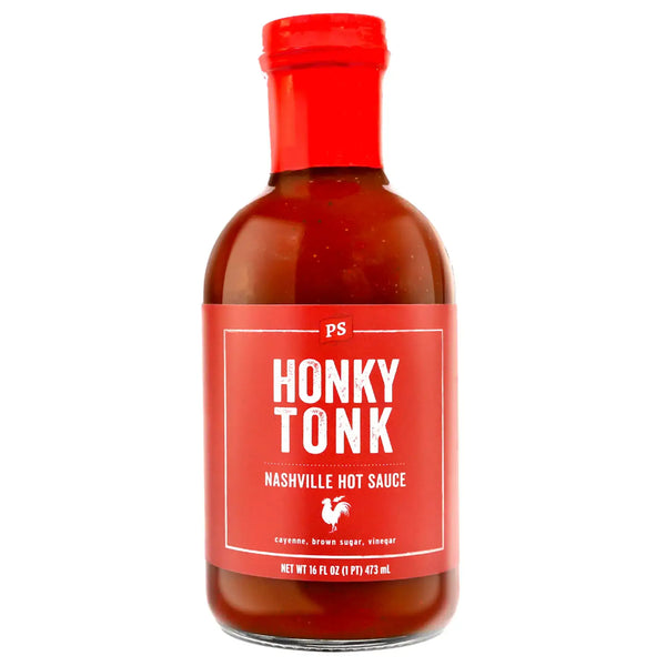 PS Seasoning Honky Tonk Nashville Hot Sauce — fiery Nashville-style hot chicken sauce for hot chicken sandwiches, wings, and fried chicken
