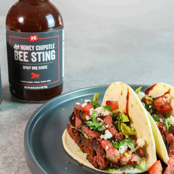 Hot Honey Bee Sting - Chipotle BBQ Sauce on tacos