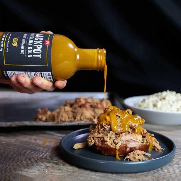 Jackpot - Carolina Gold BBQ Sauce drizzled on pulled pork