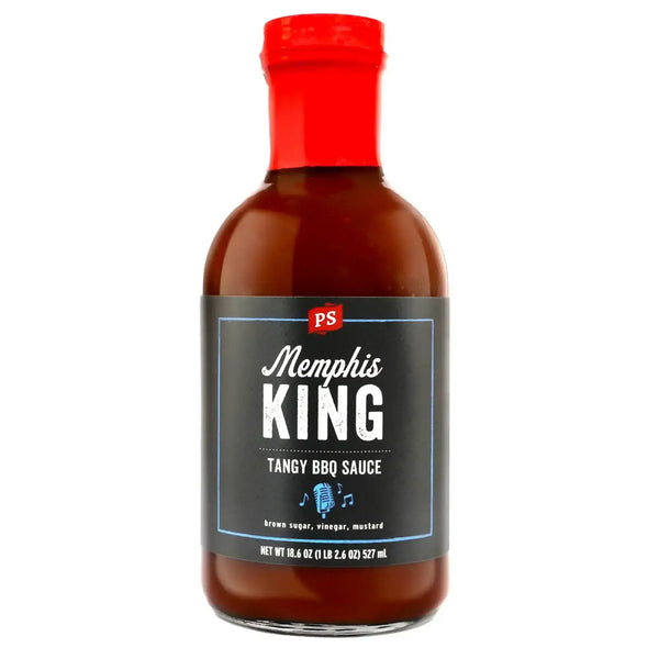 PS Seasoning Memphis King Tangy BBQ Sauce — Memphis-style vinegar BBQ sauce for smoked ribs, pulled pork, and BBQ chicken