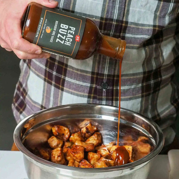 Peach Buzz - Bourbon BBQ Sauce drizzled over meat