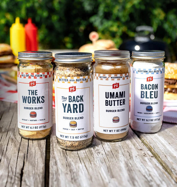 PS Seasoning Burger Seasoning Bundle 4-Pack — four-pack of gourmet burger seasonings for grilling and kitchen patties
