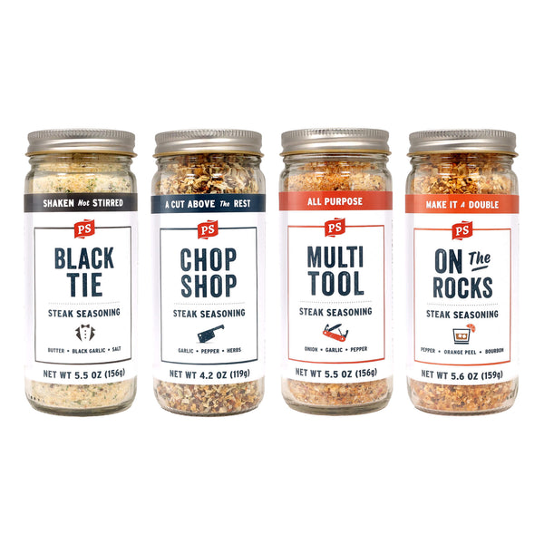 PS Seasoning Steak Seasoning Bundle 4-Pack — four-pack of bold steak seasonings for ribeye, NY strip, sirloin, and filet