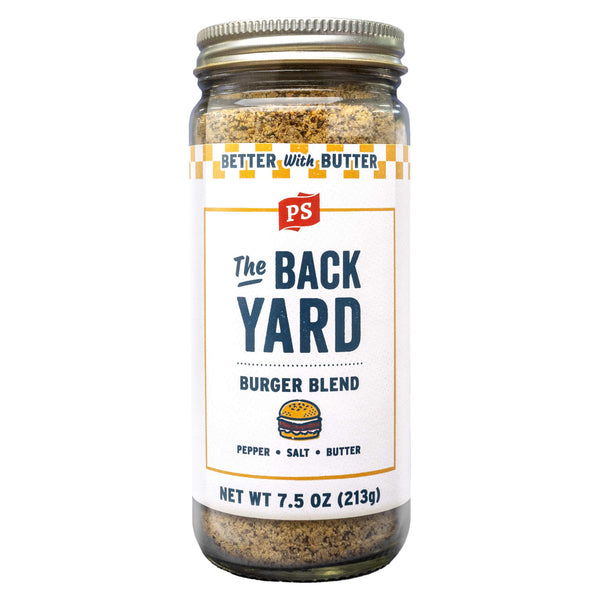 PS Seasoning The Backyard Buttery Burger Seasoning — classic burger blend with salt, pepper, garlic, and butter for burgers and steaks