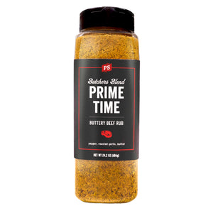 PS Seasoning Prime Time Buttery Beef Rub — butcher-style beef seasoning for steaks, prime rib, and burgers in shaker bottle