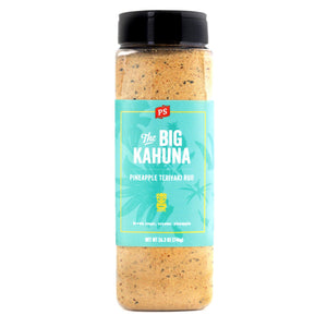 PS Seasoning Big Kahuna Pineapple Teriyaki Rub — Hawaiian-style sweet-tangy BBQ rub for chicken, pork, and salmon in shaker bottle