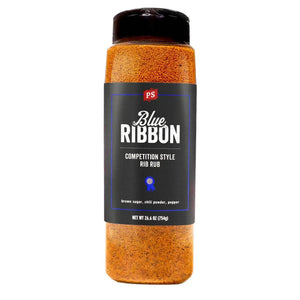PS Seasoning Blue Ribbon Competition-Style BBQ Rib Rub — KC-style sweet-smoky dry rub for baby back ribs, pork chops, and BBQ chicken in shaker bottle