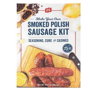 PS Seasoning Smoked Polish Sausage Kit — complete 25 lb authentic smoked Polish sausage kit with Polish-style seasoning, cure, and casings
