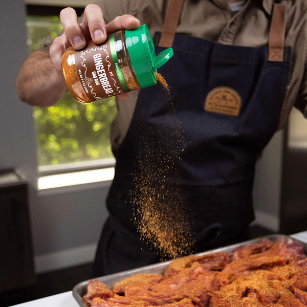 Gingerbread Limited Edition BBQ Rub sprinkled on pork