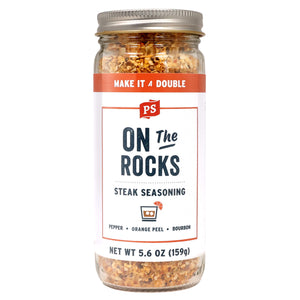 PS Seasoning On the Rocks Steak Seasoning — bourbon and blood orange steak seasoning for ribeye, NY strip, and pork chops