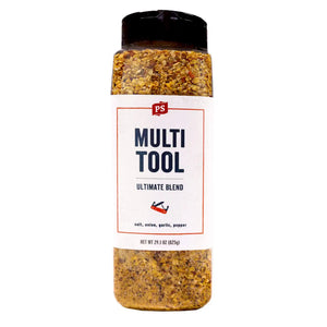 Multi-Tool Steak Seasoning salt, onion, garlic, and pepper blend large bottle