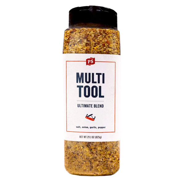 Multi-Tool Steak Seasoning salt, onion, garlic, and pepper blend large bottle