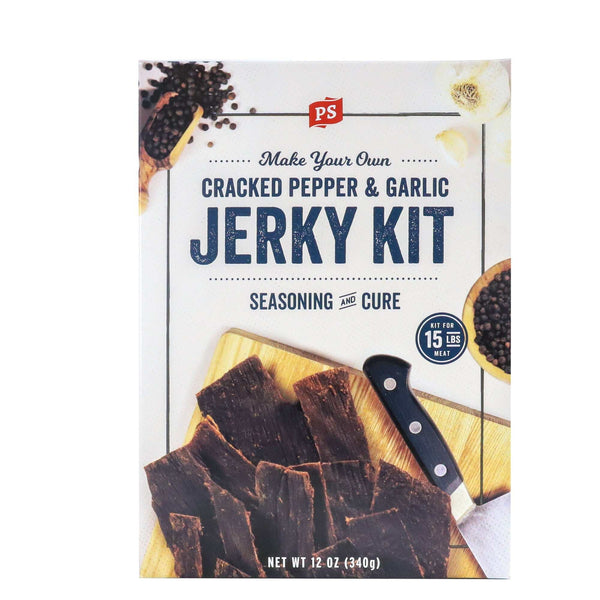 PS Seasoning Cracked Pepper & Garlic Jerky Kit — 15 lb jerky kit with cracked pepper and garlic seasoning plus jerky cure
