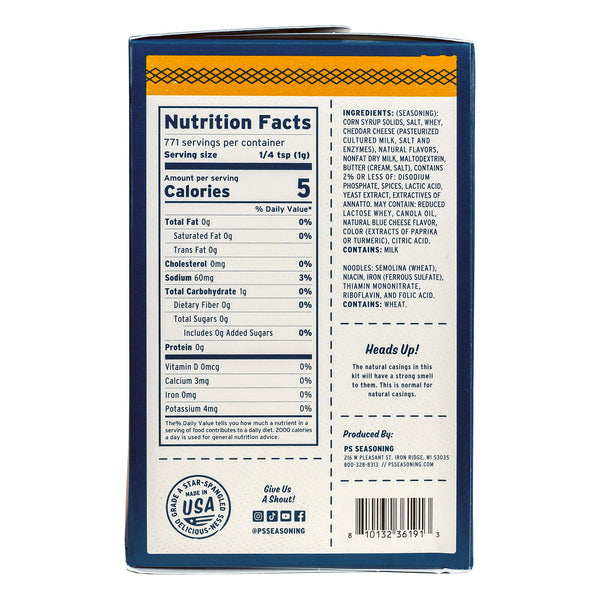 Mac 'N Cheese Sausage Kit - nutrition panel - PS Seasoning