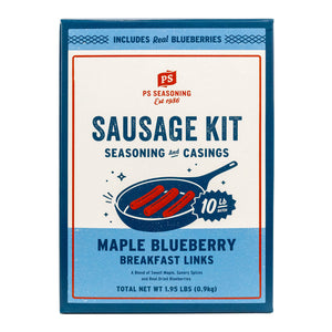 PS Seasoning Maple Blueberry Breakfast Sausage Kit — 10 lb breakfast sausage kit with No. 270 Maple Breakfast Seasoning, dried blueberries, and natural sheep casings
