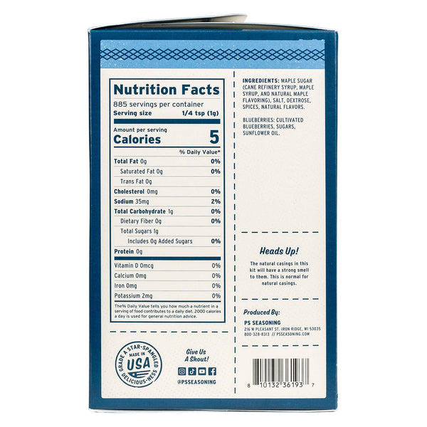 Maple Blueberry Breakfast Sausage Kit - nutrition panel