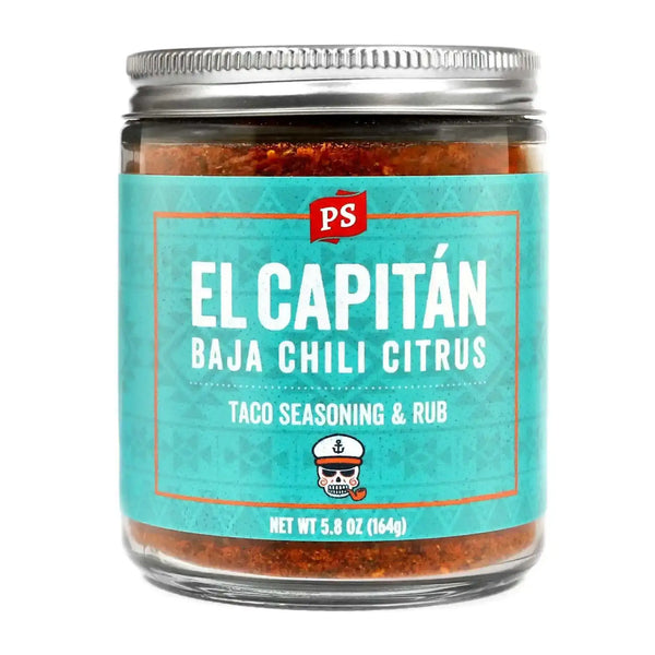 PS Seasoning El Capitan Baja Chili Citrus Taco Seasoning & Rub — Baja-style fish taco and shrimp taco seasoning with chili and lime