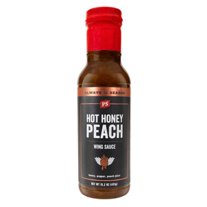 PS Seasoning Hot Honey Peach Wing Sauce — sweet-heat hot honey peach wing sauce for chicken wings and BBQ chicken
