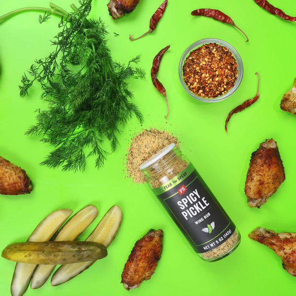 Spicy Pickle Wing Rub with pepper, dill and chili