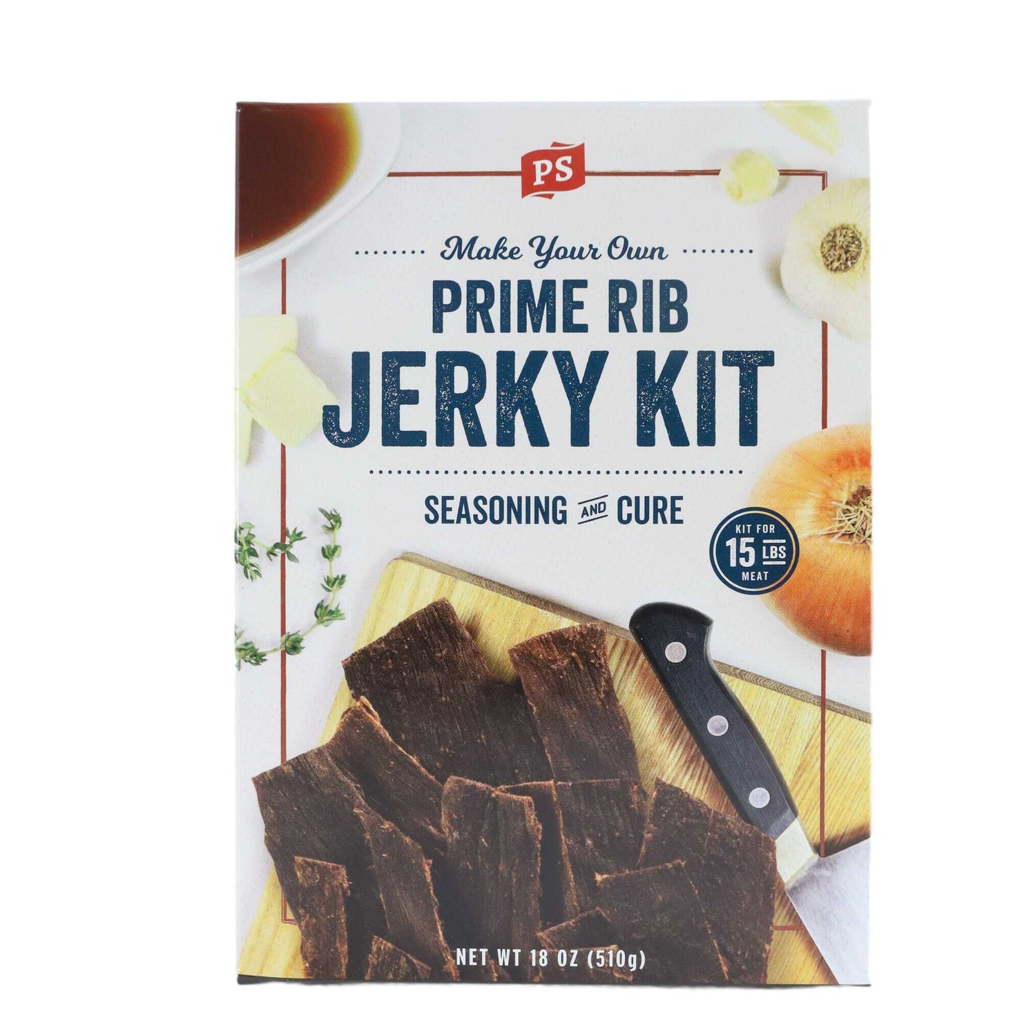 PS Seasoning Buttery Prime Rib Jerky Kit — 15 lb steakhouse-flavor jerky kit with Buttery Prime Rib seasoning and jerky cure