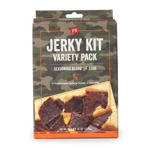 PS Seasoning Venison Jerky Kit — 15 lb wild game jerky kit with Cracked Pepper & Garlic, Honey BBQ, and Teriyaki seasonings plus jerky cure
